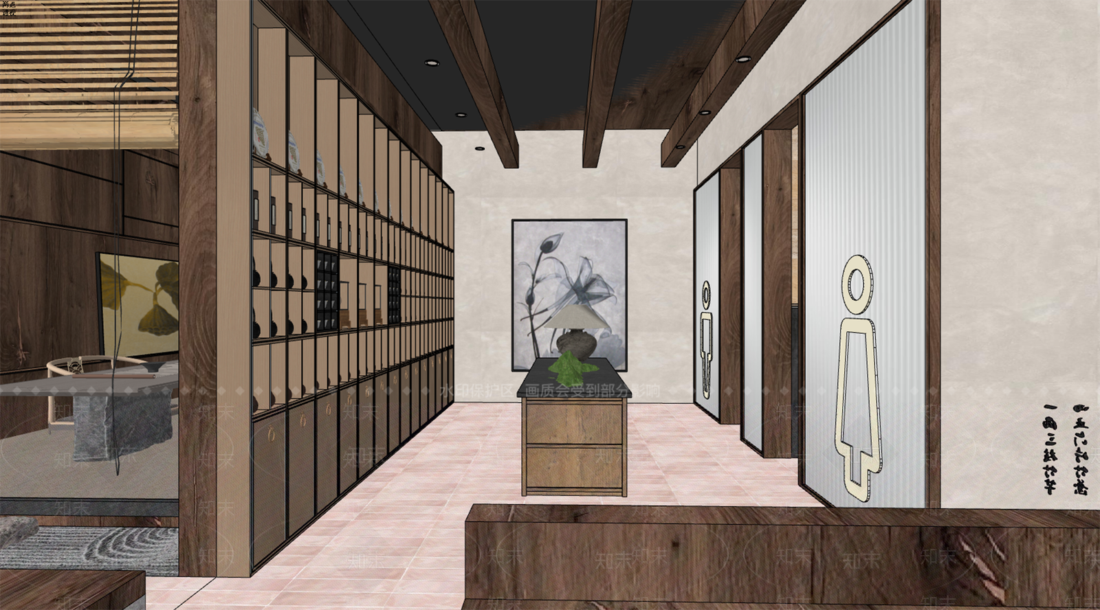 中式复古茶馆SU模型下载【ID:1188090449】
