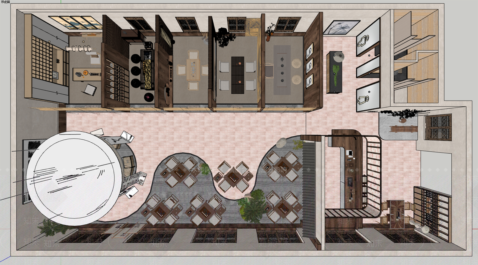 中式复古茶馆SU模型下载【ID:1188090449】