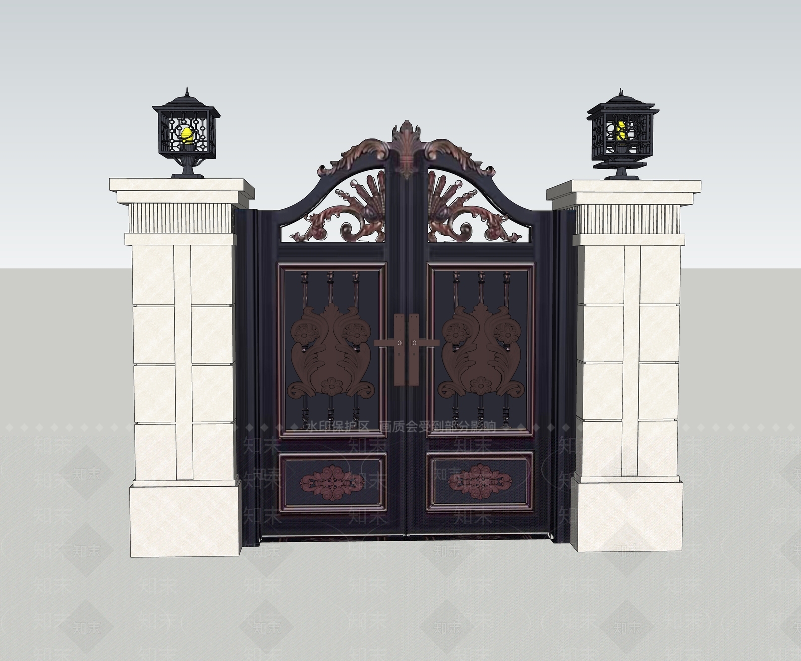 法式欧式入口大门SU模型下载【ID:1188103936】