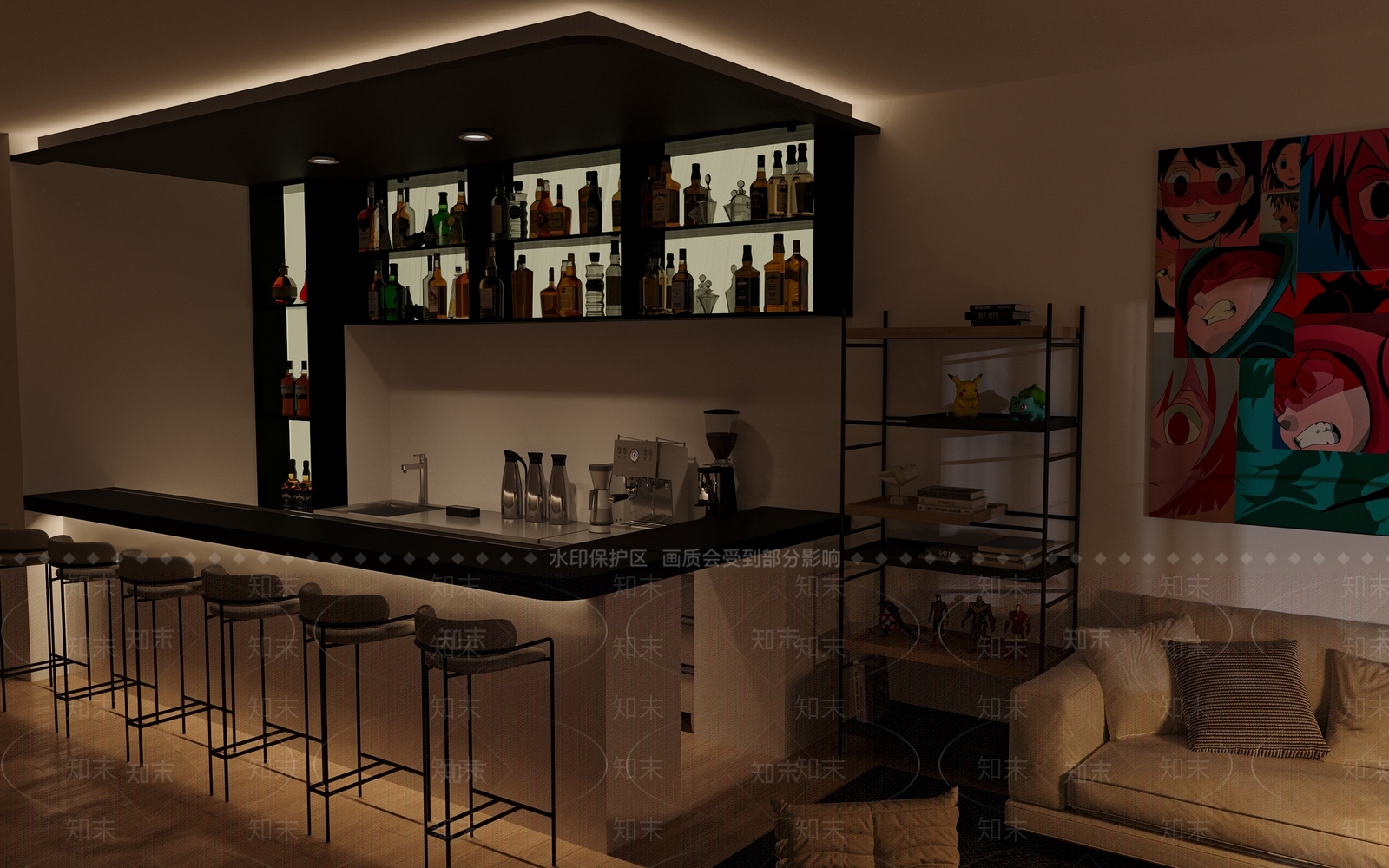 吧台酒馆3D模型下载【ID:1227463591】
