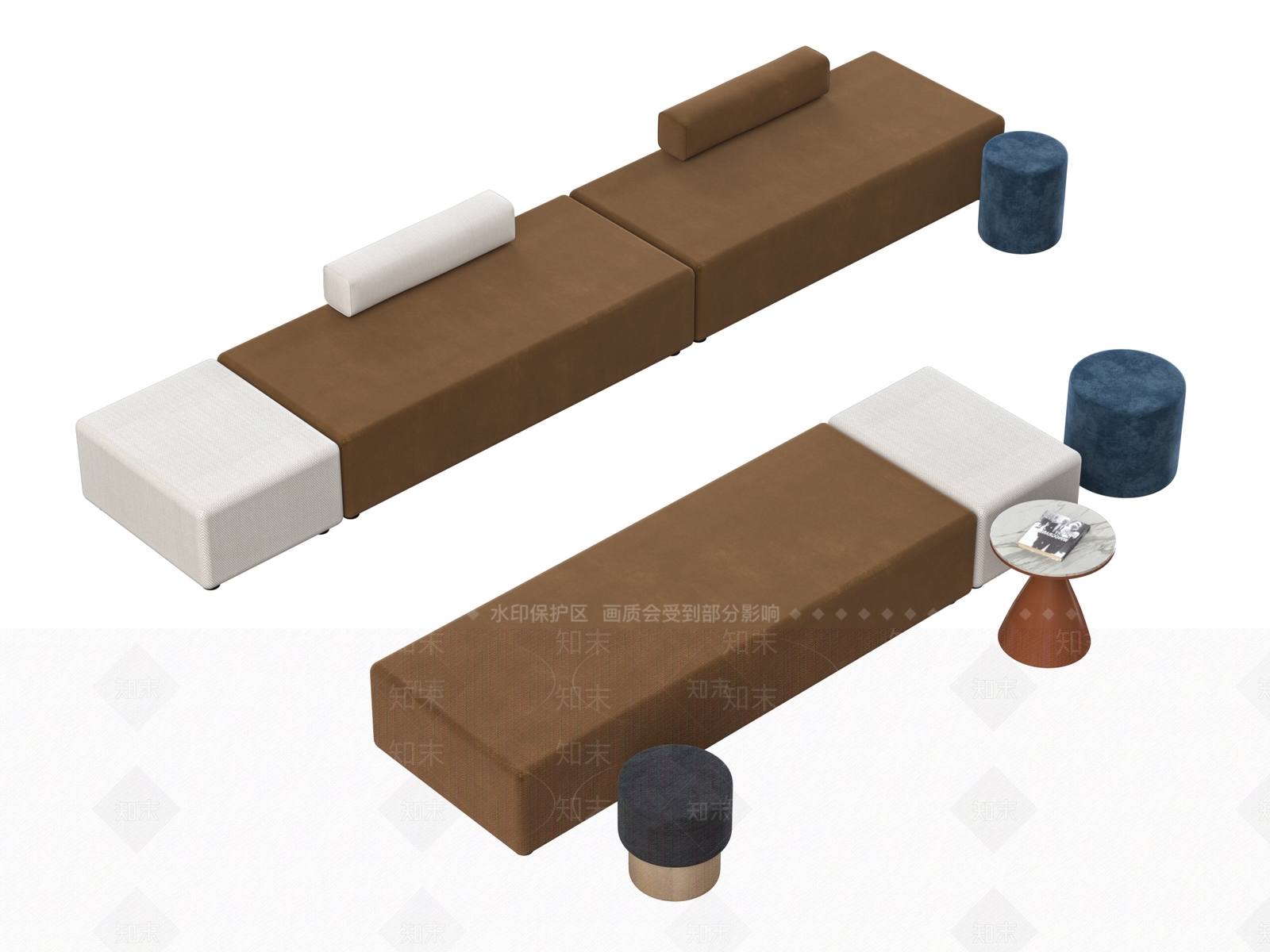 现代卡座沙发3D模型下载【ID:1188108498】