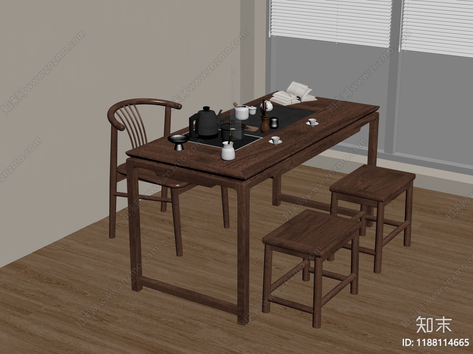 新中式茶室SU模型下载【ID:1188114665】