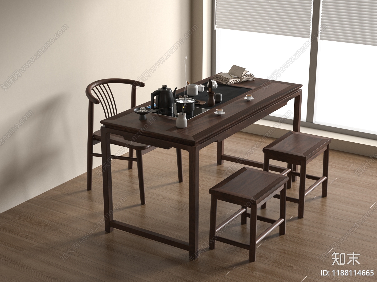 新中式茶室SU模型下载【ID:1188114665】