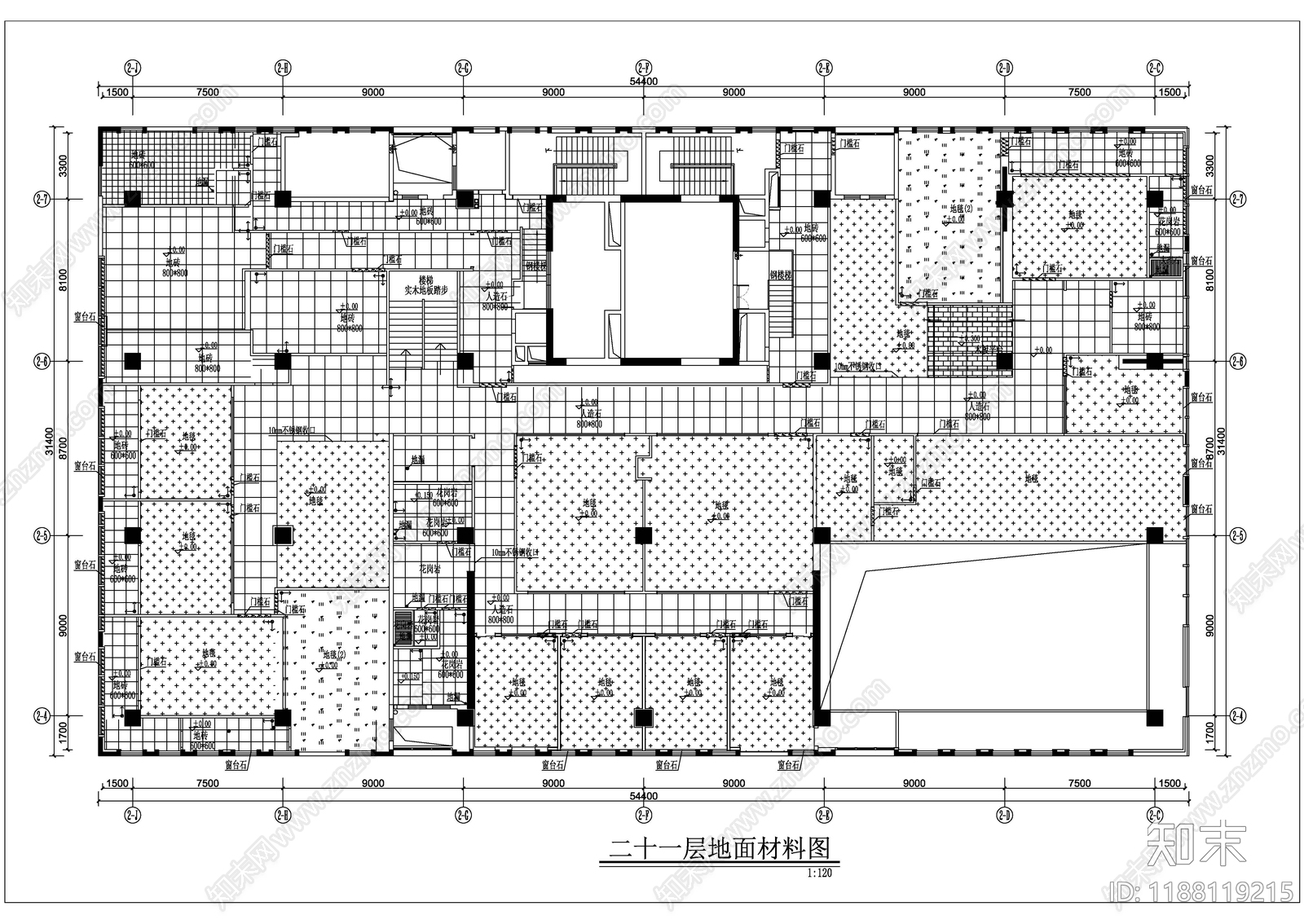 现代开放办公室cad施工图下载【ID:1188119215】