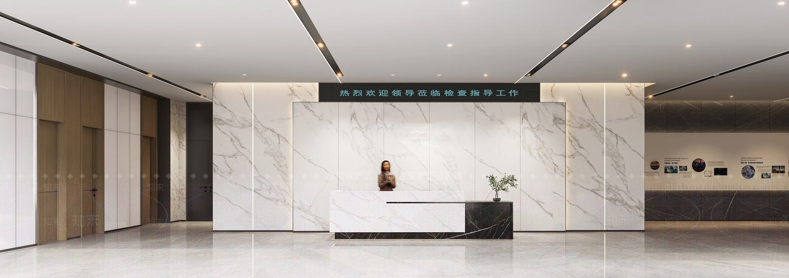 现代极简办公大堂SU模型下载【ID:1188122674】