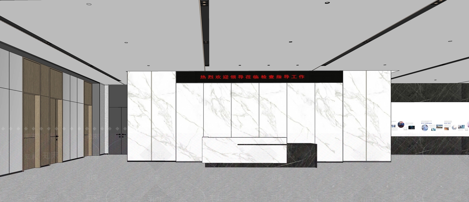 现代极简办公大堂SU模型下载【ID:1188122674】