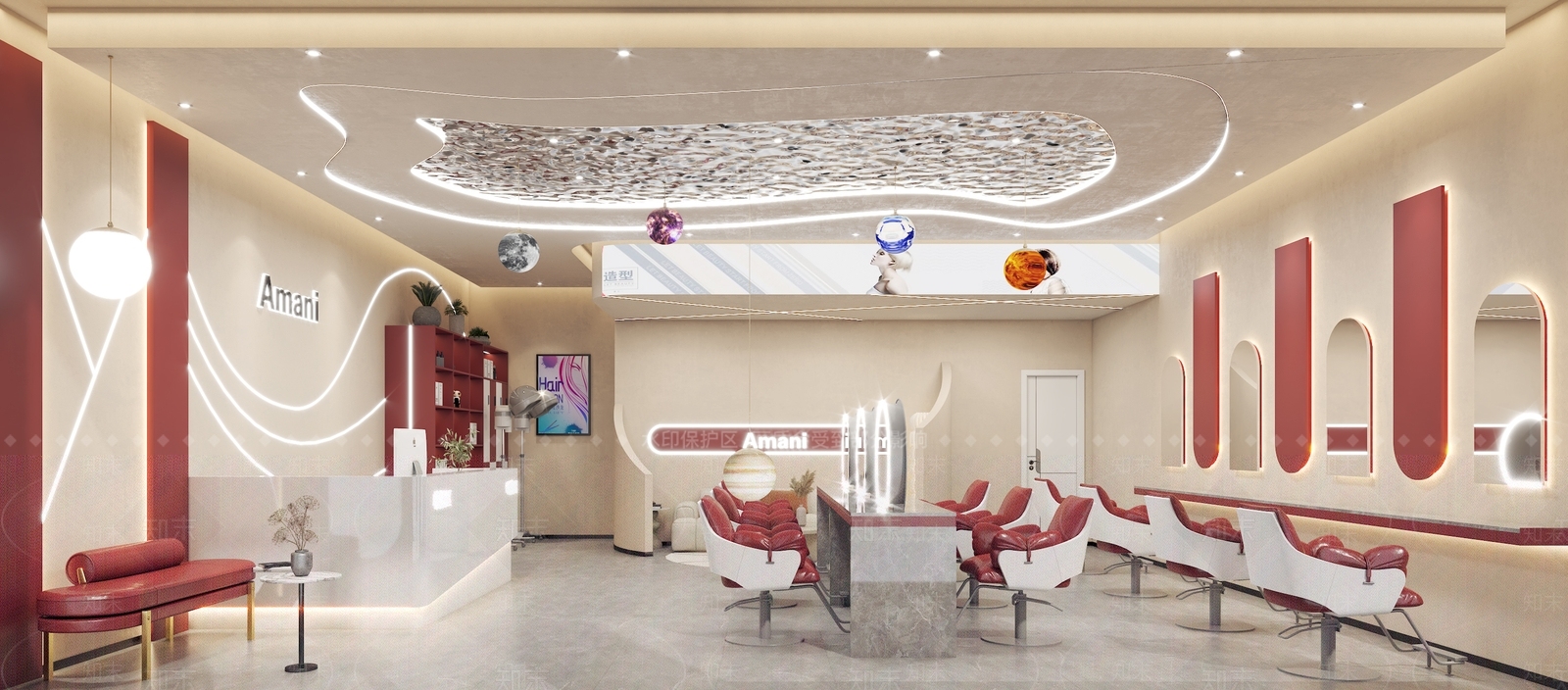 现代美发店3D模型下载【ID:1188124586】