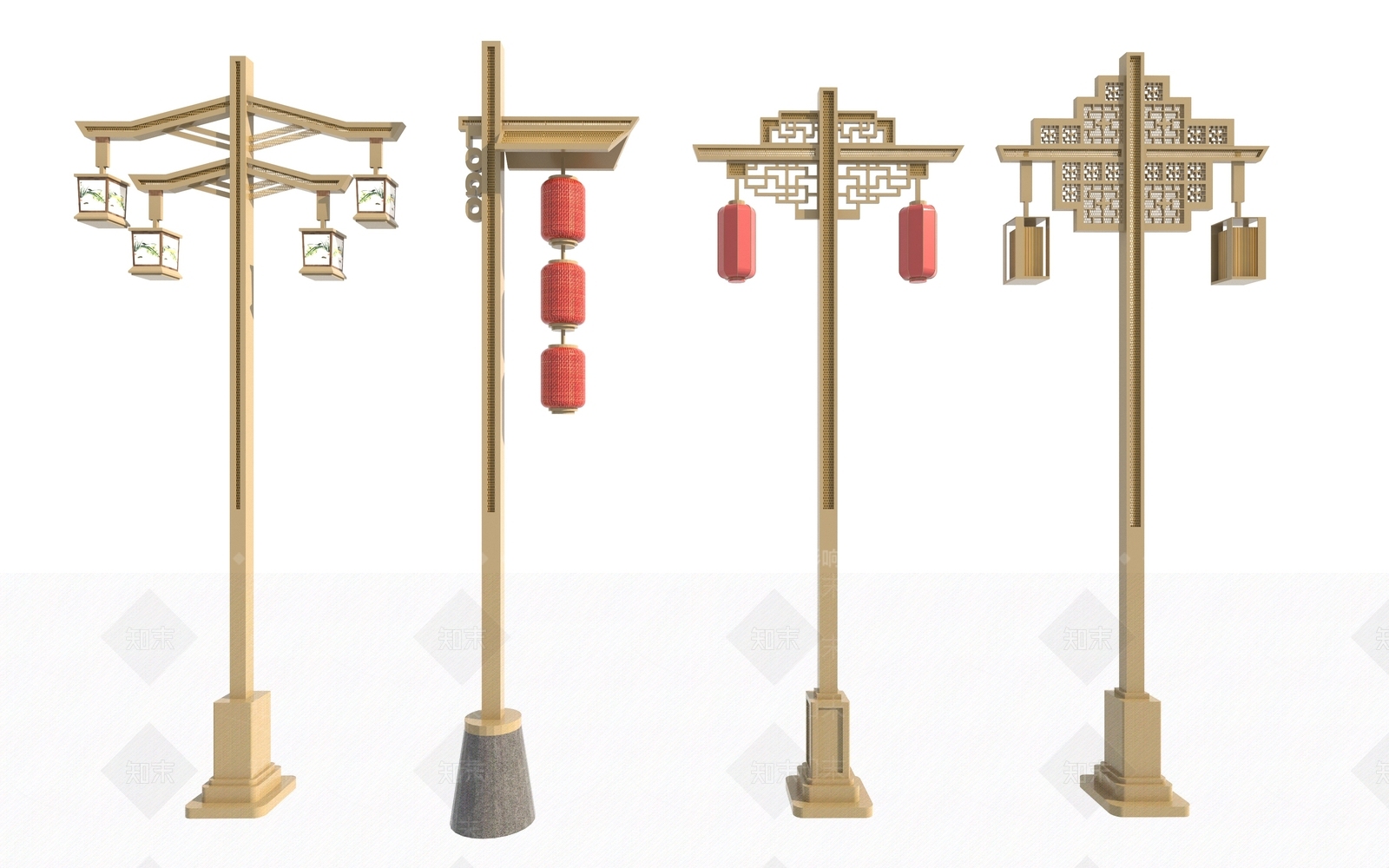 新中式路灯3D模型下载【ID:1188125442】