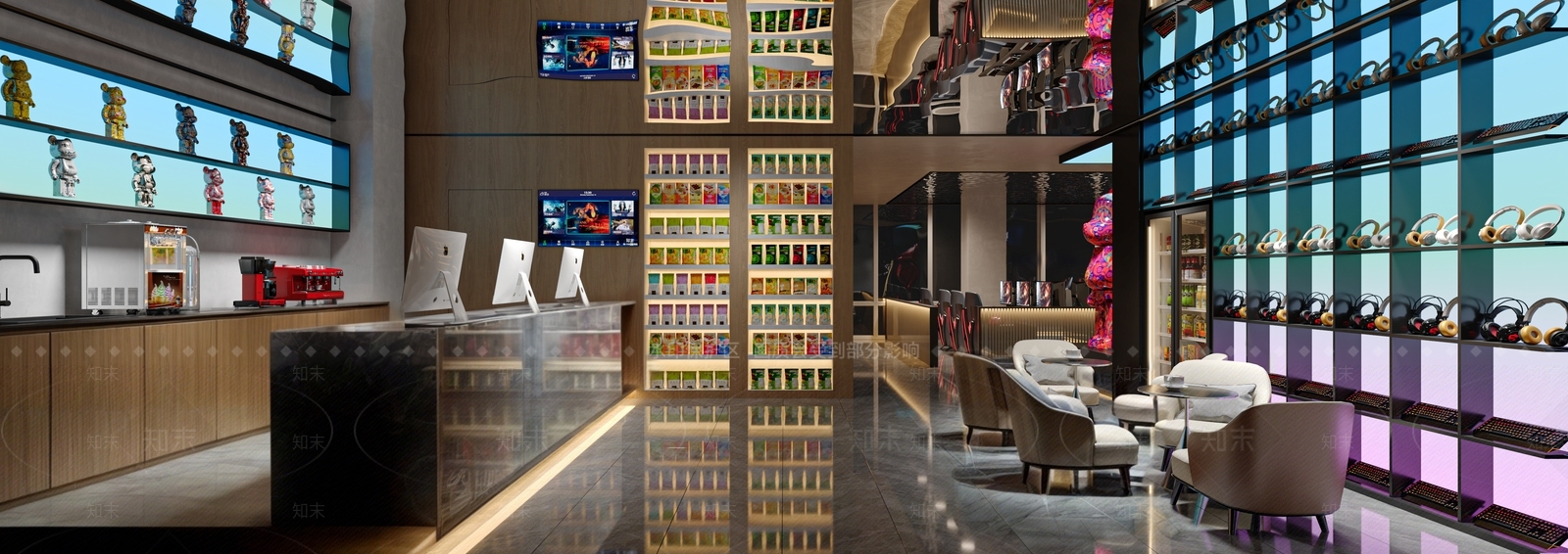 现代极简网吧网咖3D模型下载【ID:1188126889】