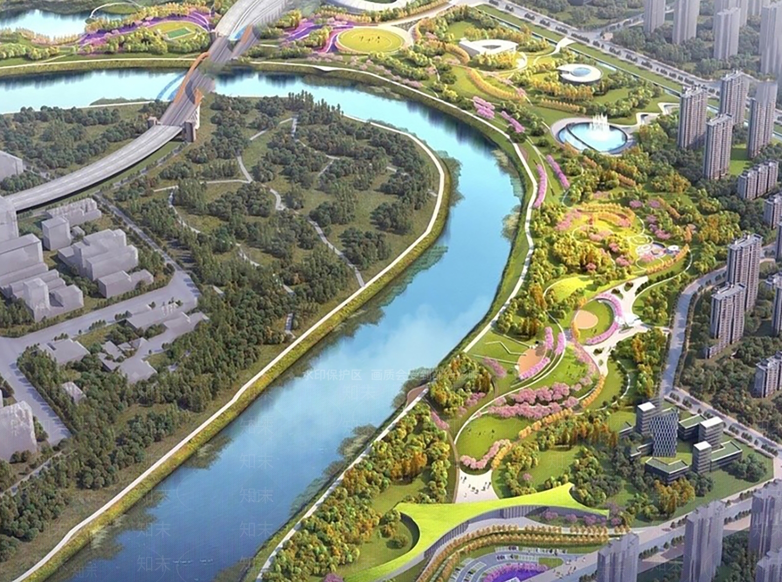 现代新中式滨水景观SU模型下载【ID:1188126893】