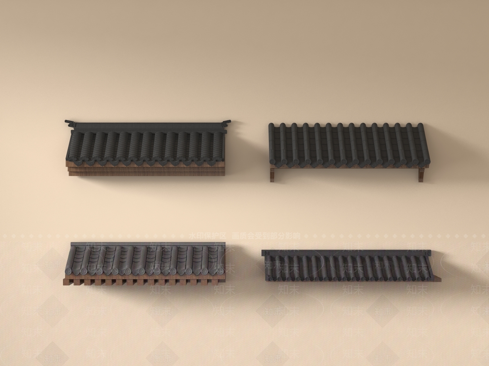 新中式屋檐3D模型下载【ID:1188133038】