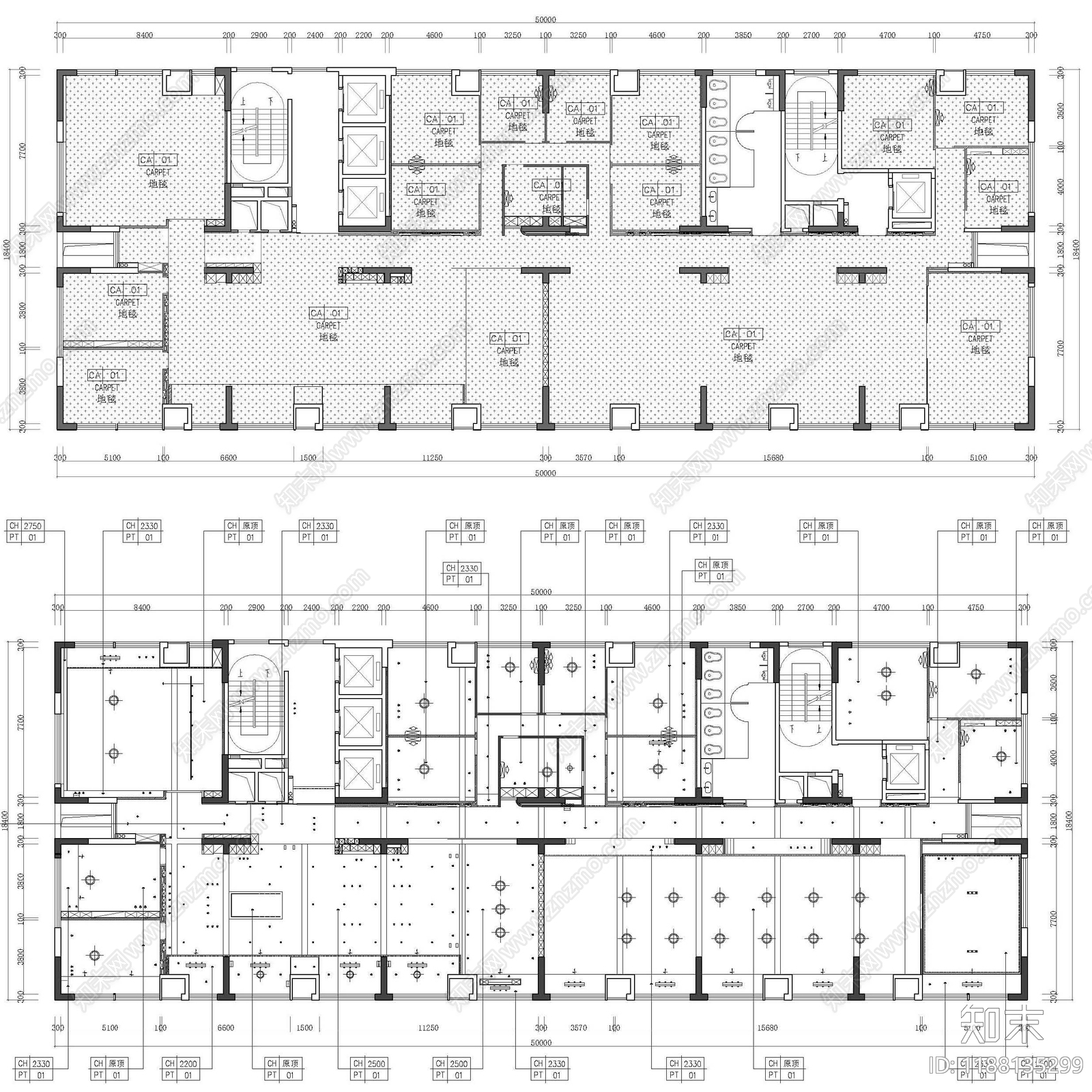 现代开放办公室cad施工图下载【ID:1188135299】