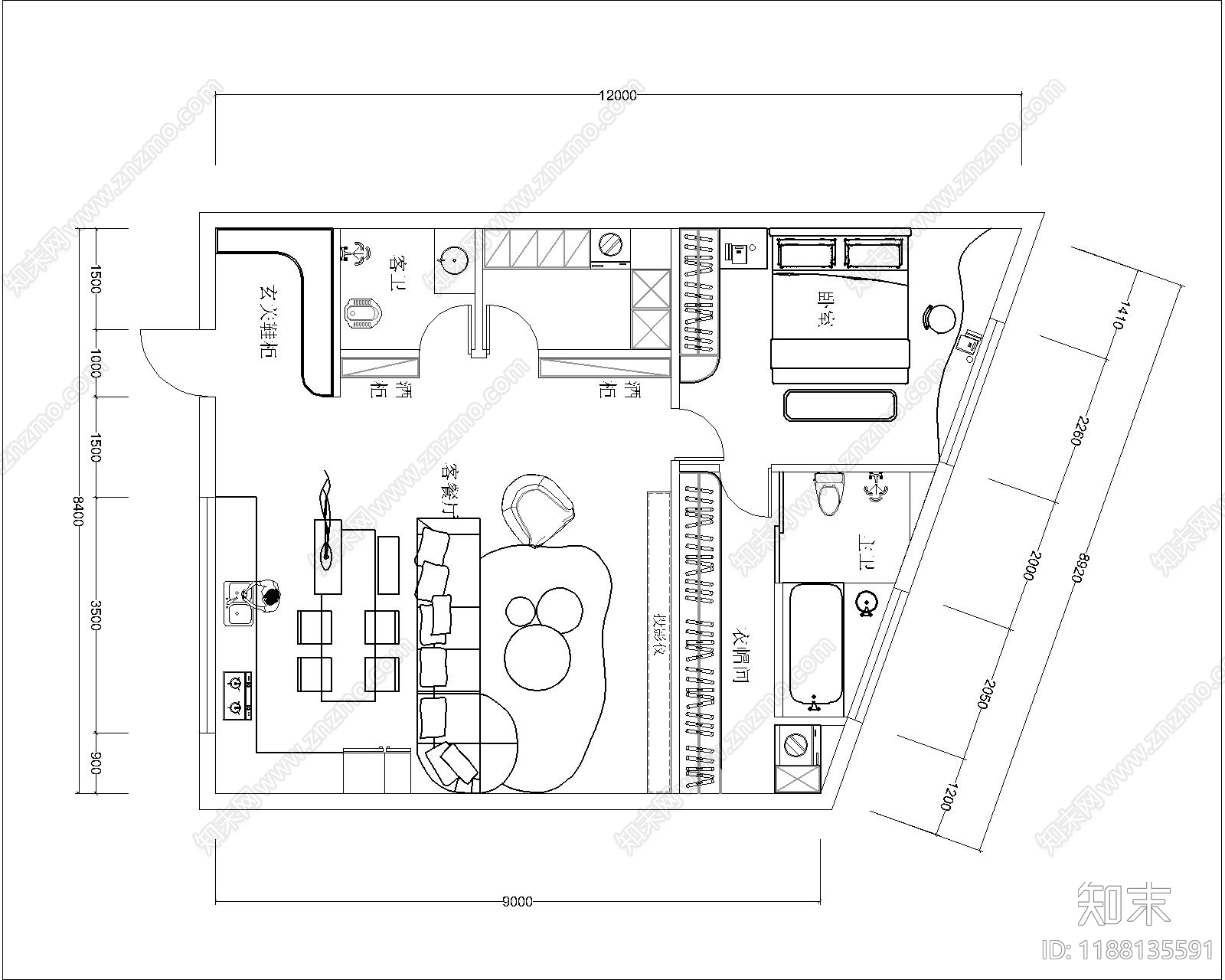 其他家装空间施工图下载【ID:1188135591】