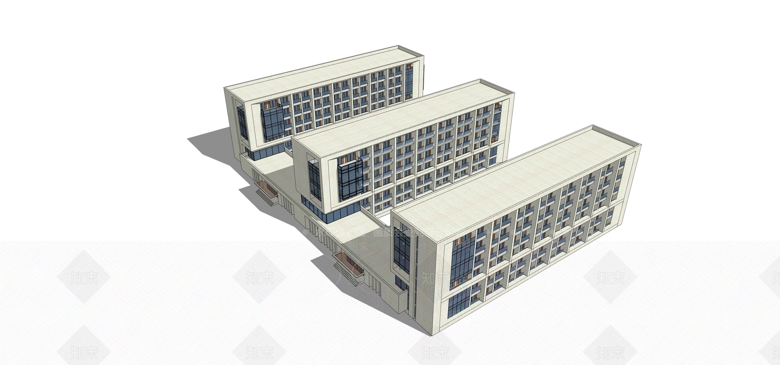 现代学校建筑SU模型下载【ID:1188138024】