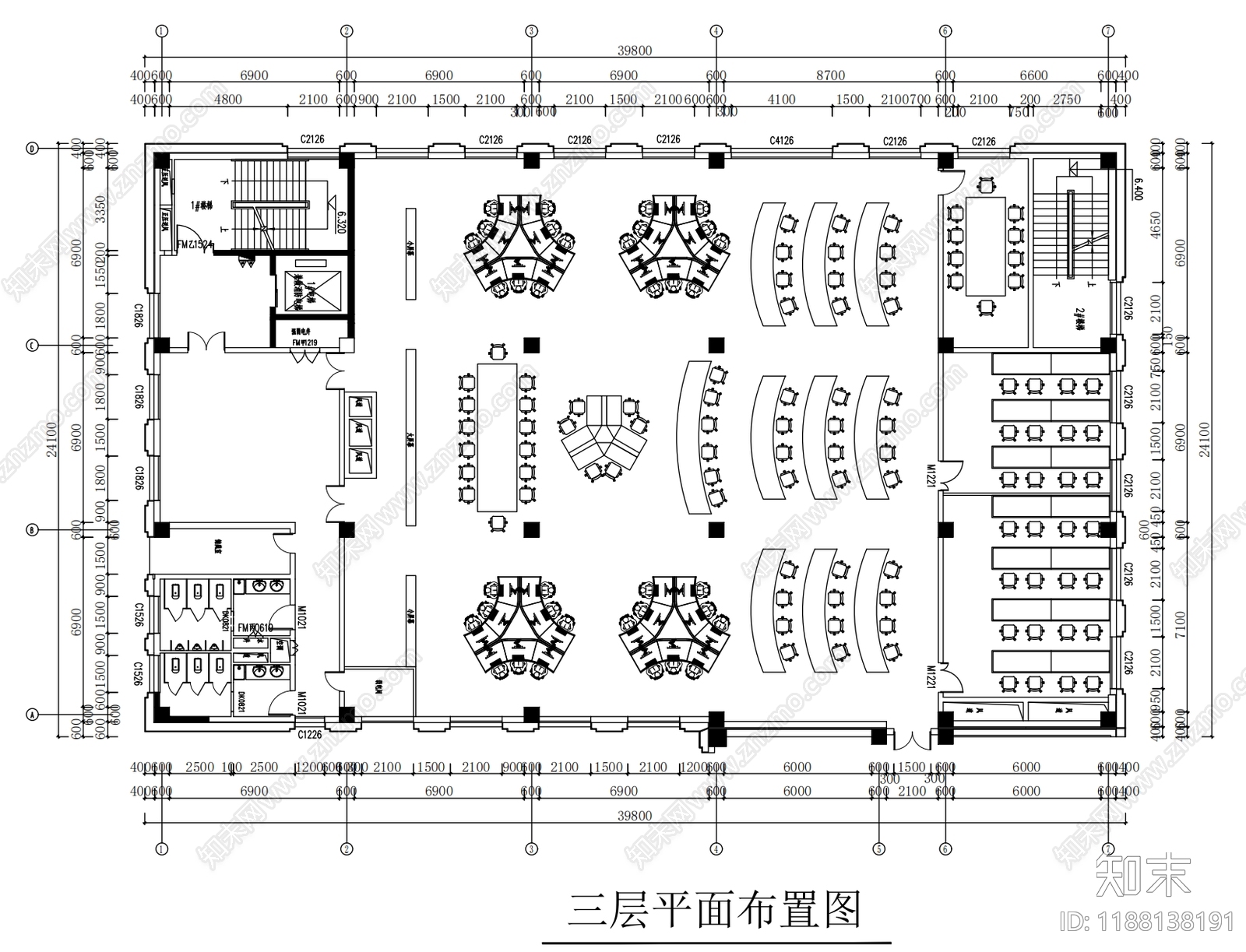 现代整体办公空间cad施工图下载【ID:1188138191】