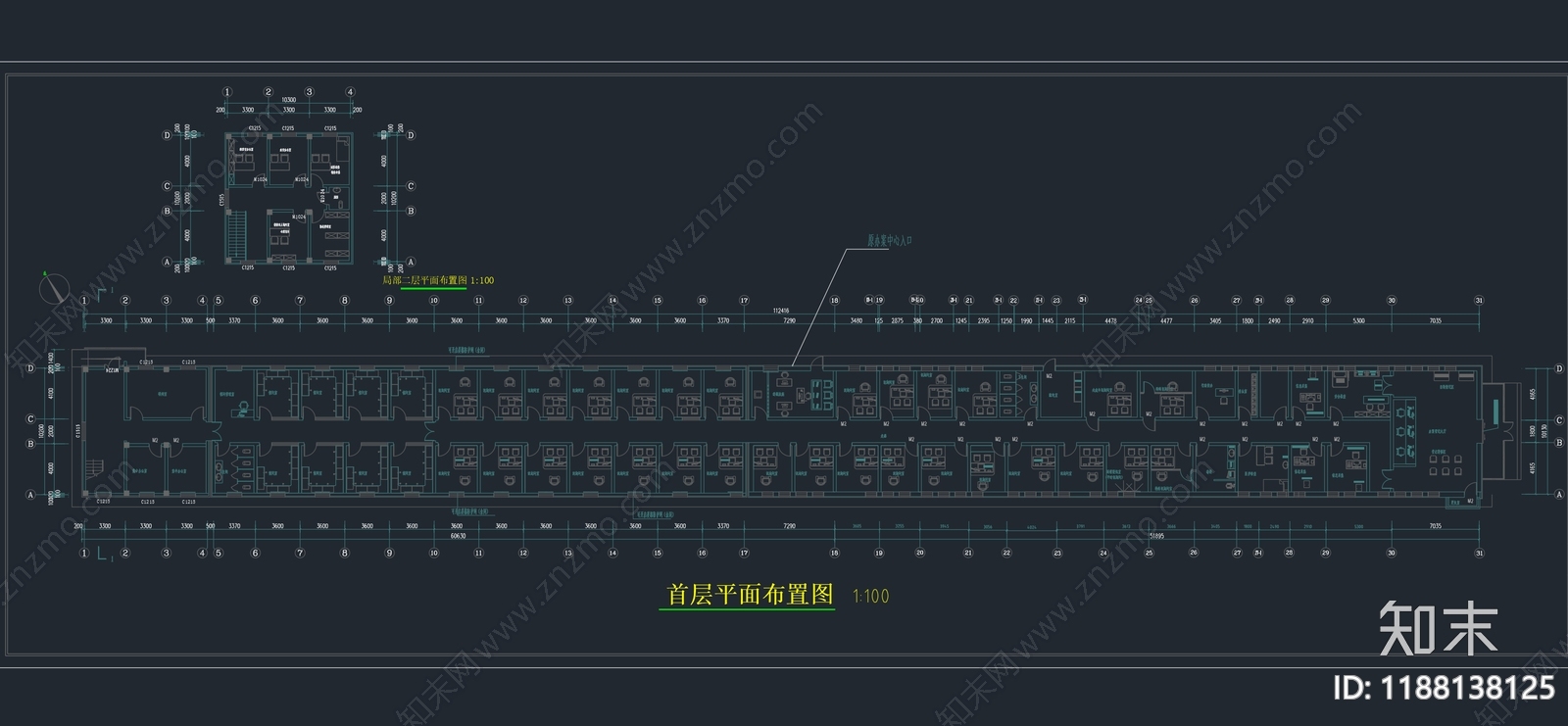 现代整体办公空间cad施工图下载【ID:1188138125】