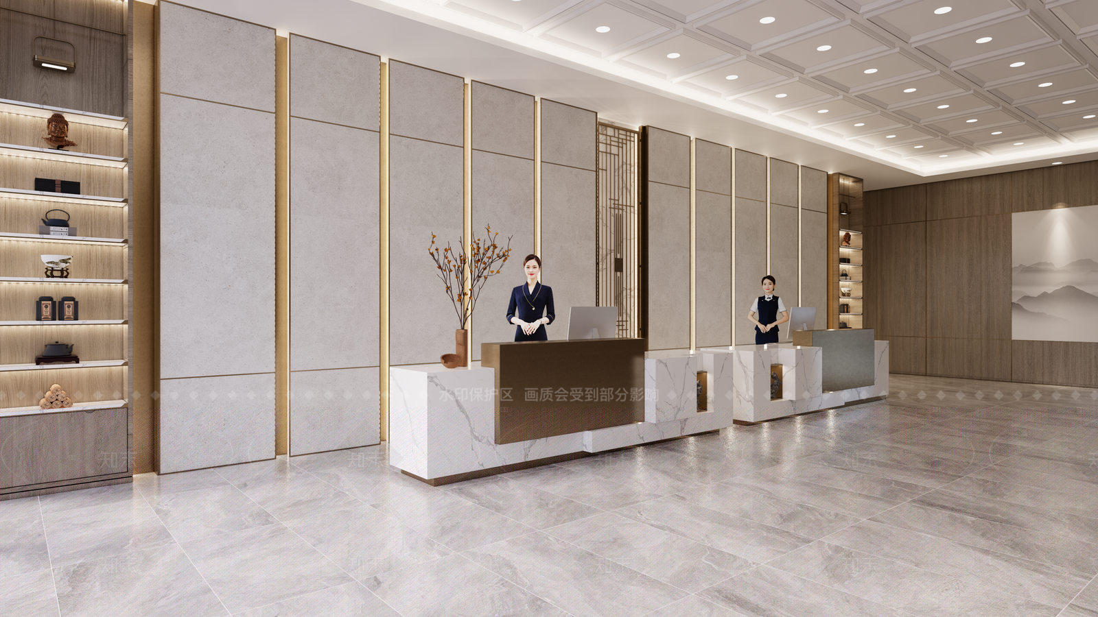 现代酒店大堂SU模型下载【ID:1216056477】