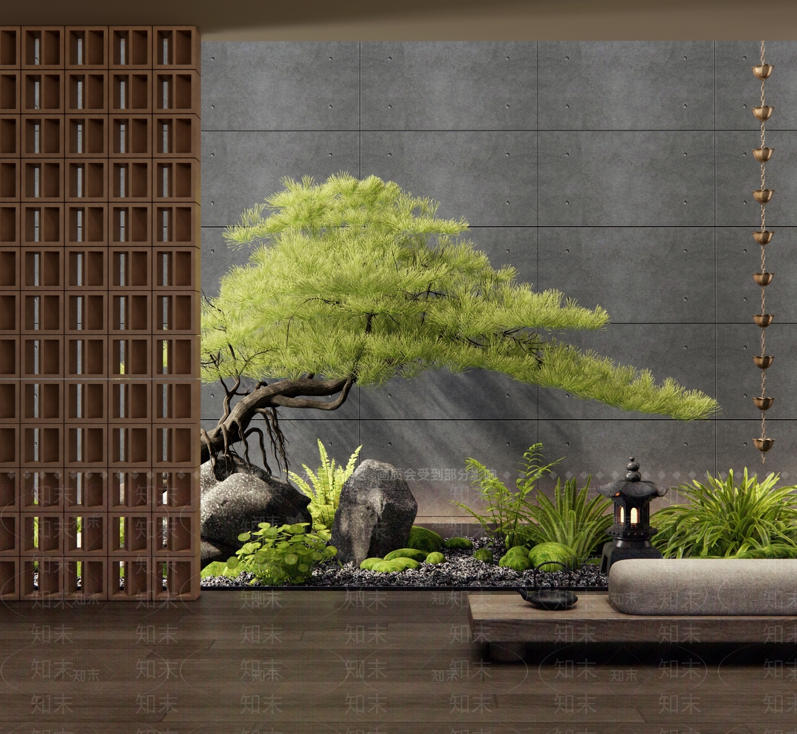 新中式室内景观3D模型下载【ID:1188138550】