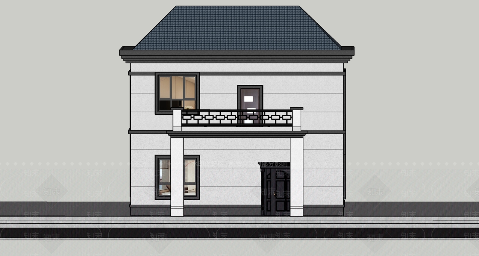 新中式现代风格建筑SU模型下载【ID:1188139044】