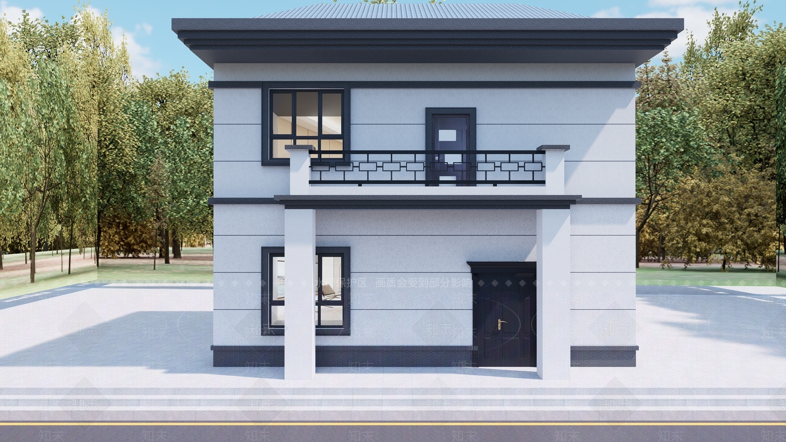 新中式现代风格建筑SU模型下载【ID:1188139044】