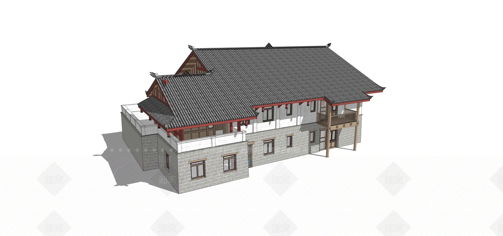 新中式乡村民房SU模型下载【ID:1188140242】