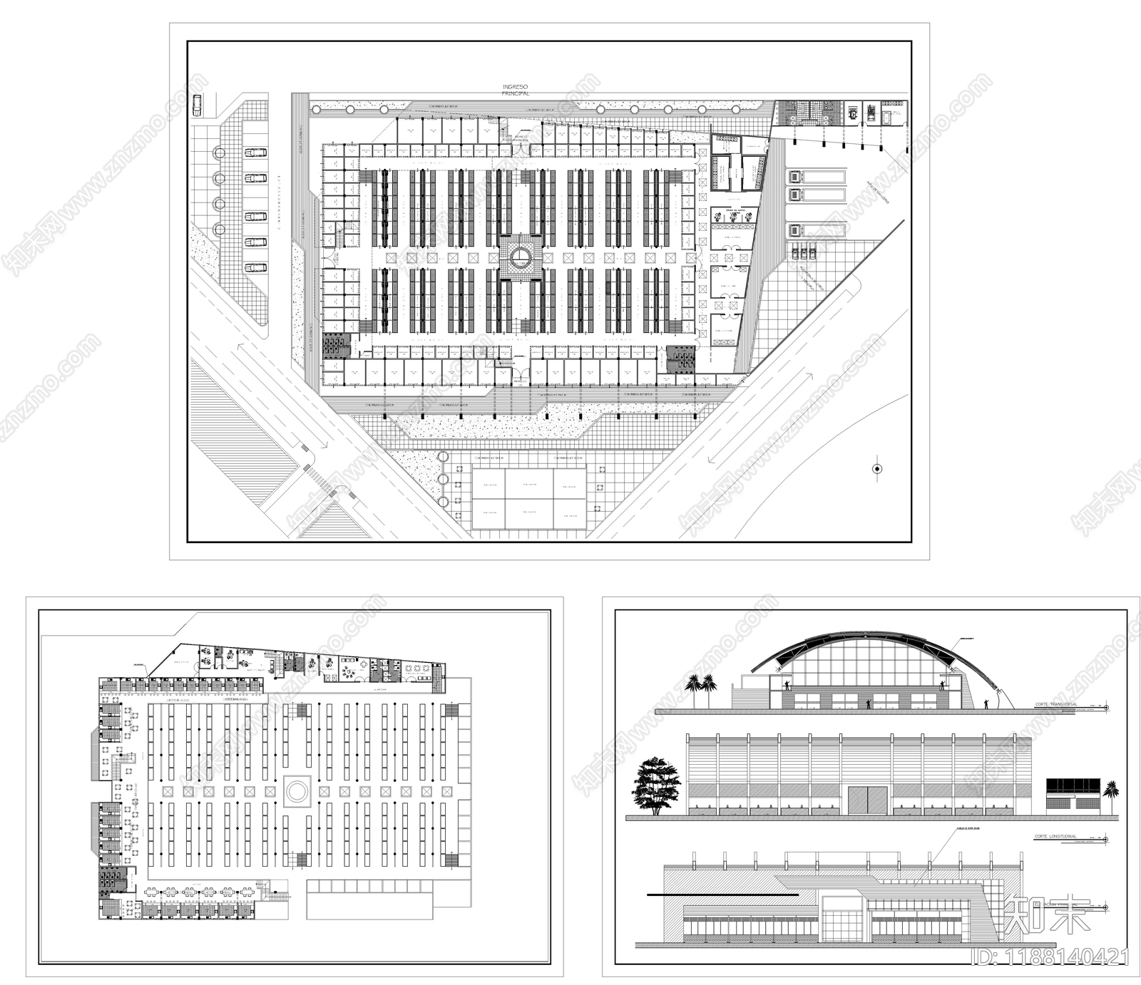 现代超市cad施工图下载【ID:1188140421】
