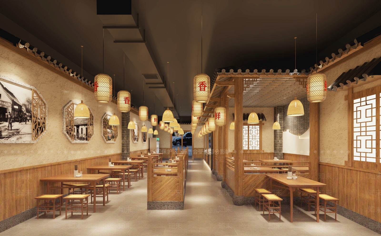 现代中式中餐厅3D模型下载【ID:1188140898】