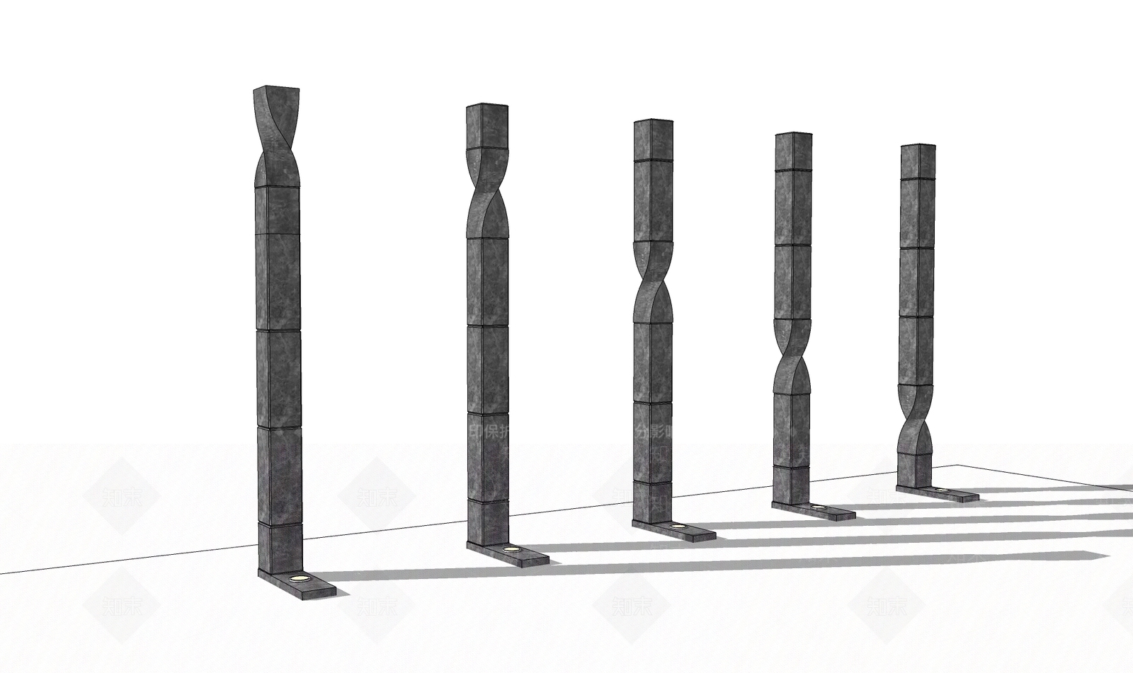 现代景观柱SU模型下载【ID:1188141419】