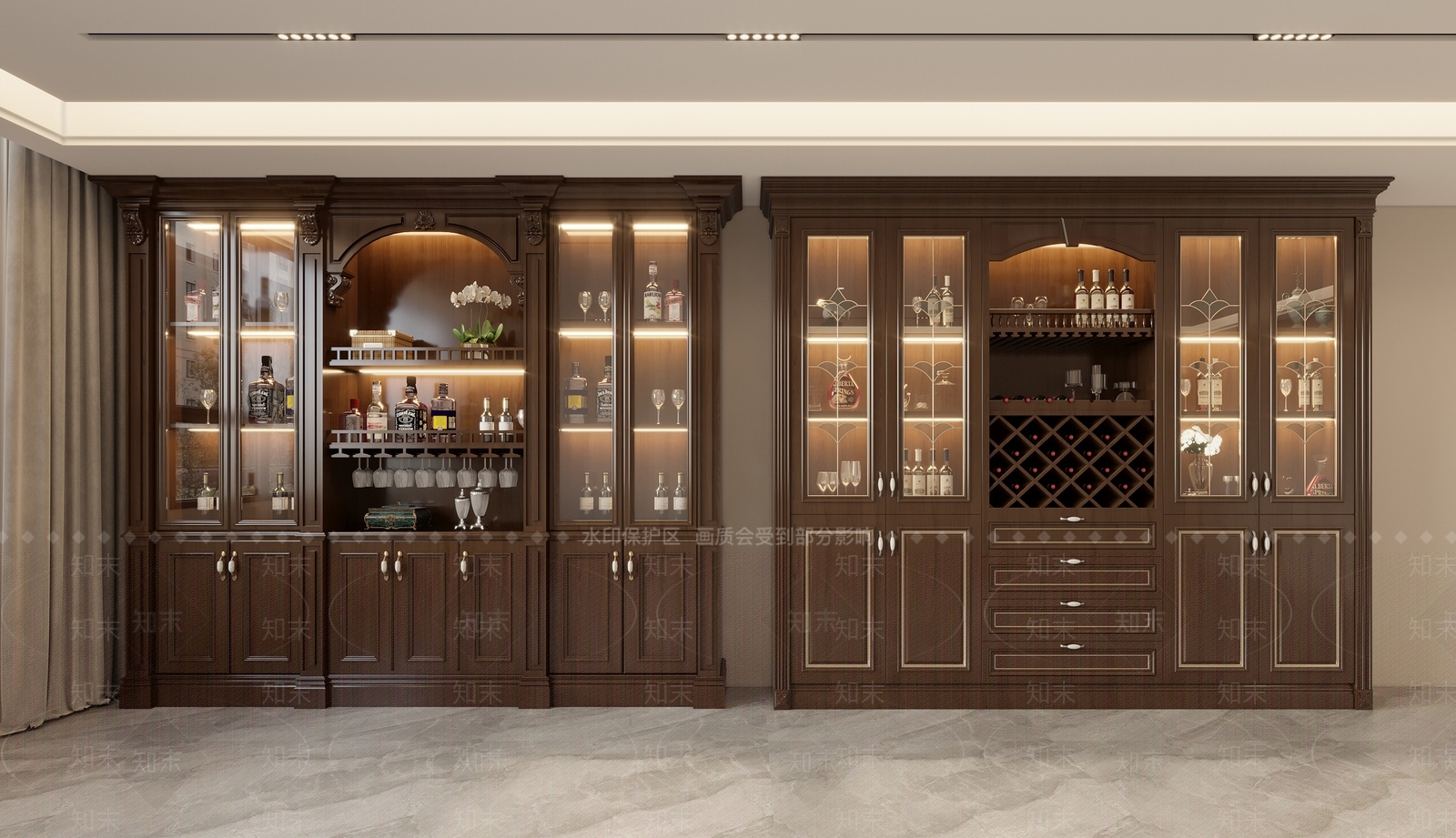 美式酒柜3D模型下载【ID:1188145174】