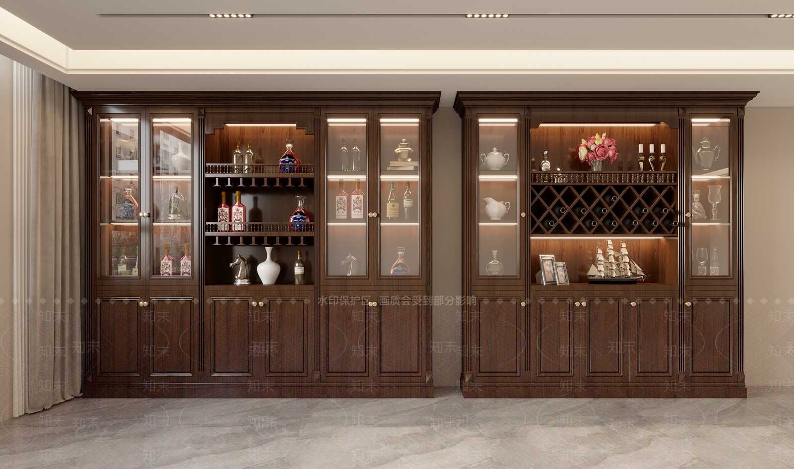 美式酒柜3D模型下载【ID:1188145262】