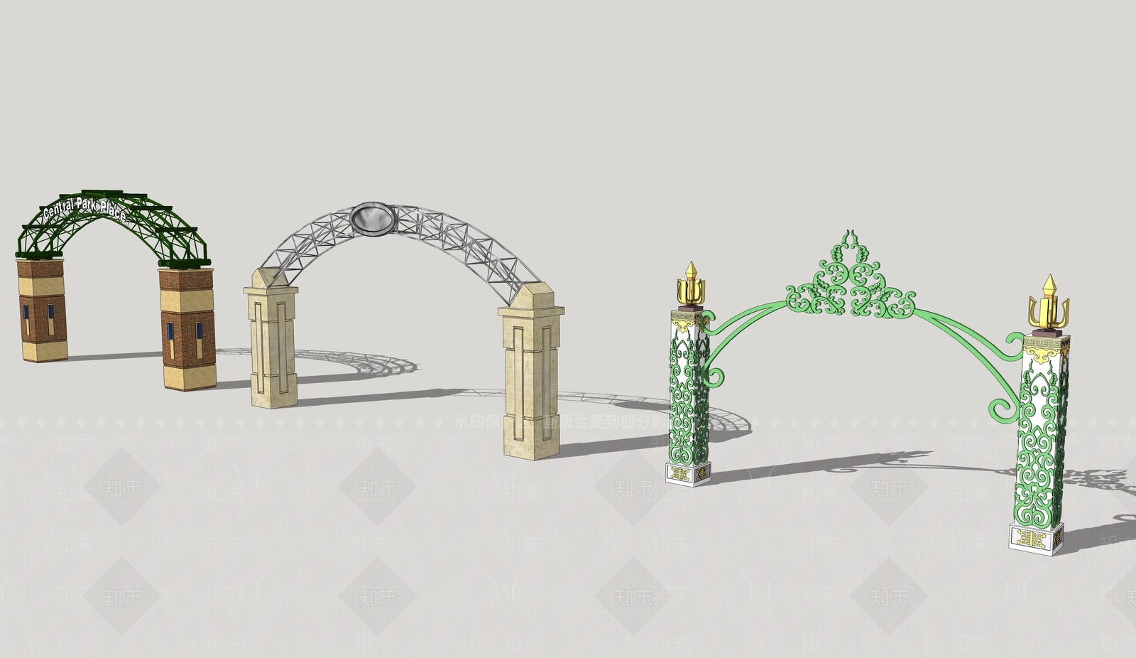 现代欧式入口大门SU模型下载【ID:1188145337】