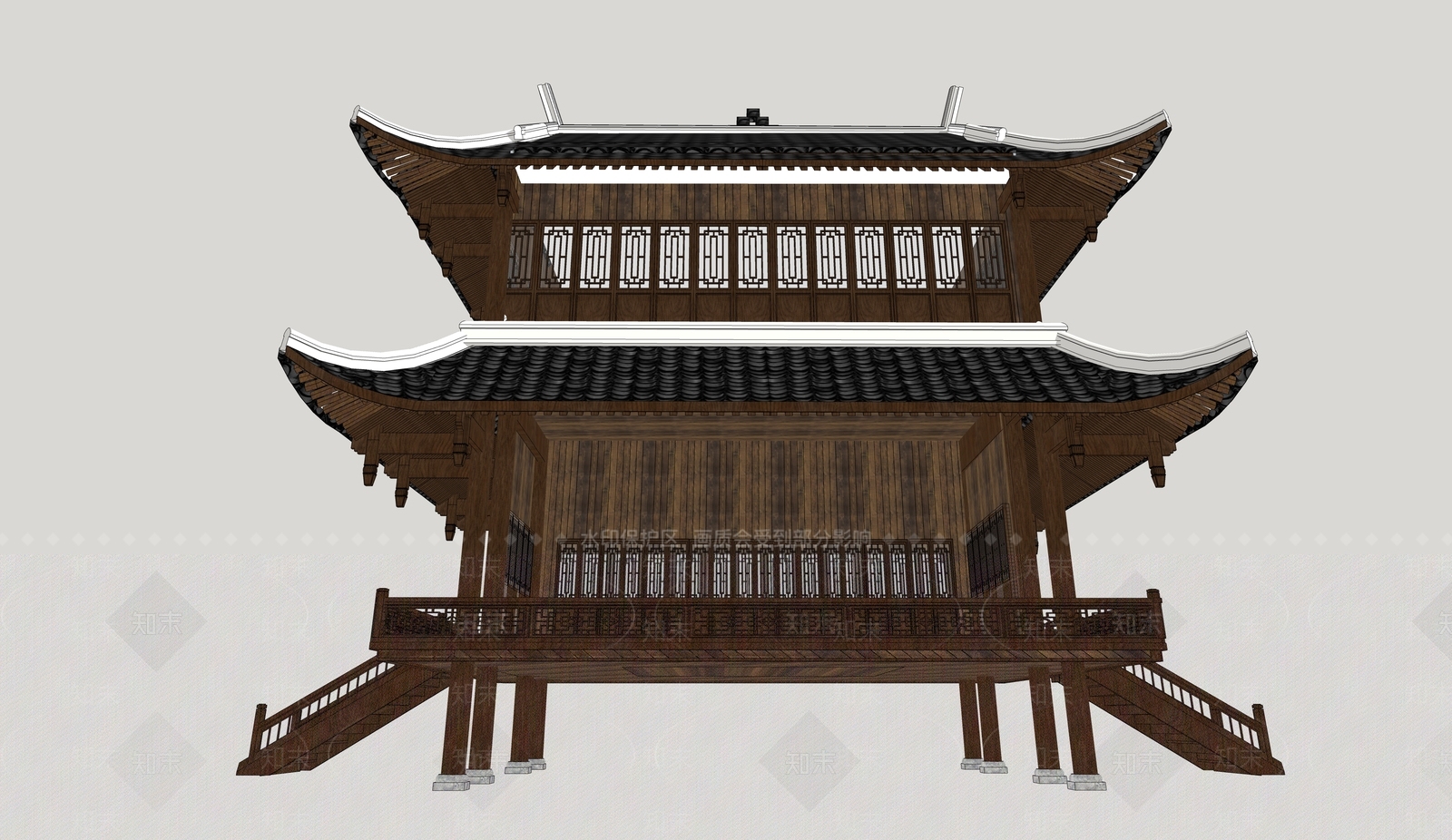 中式古建筑SU模型下载【ID:1188146012】