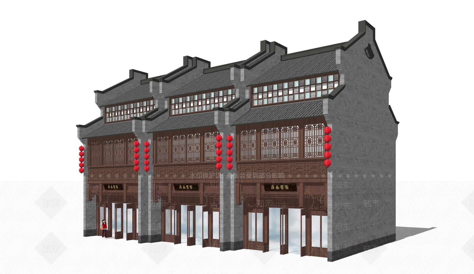 中式古建筑SU模型下载【ID:1188146205】