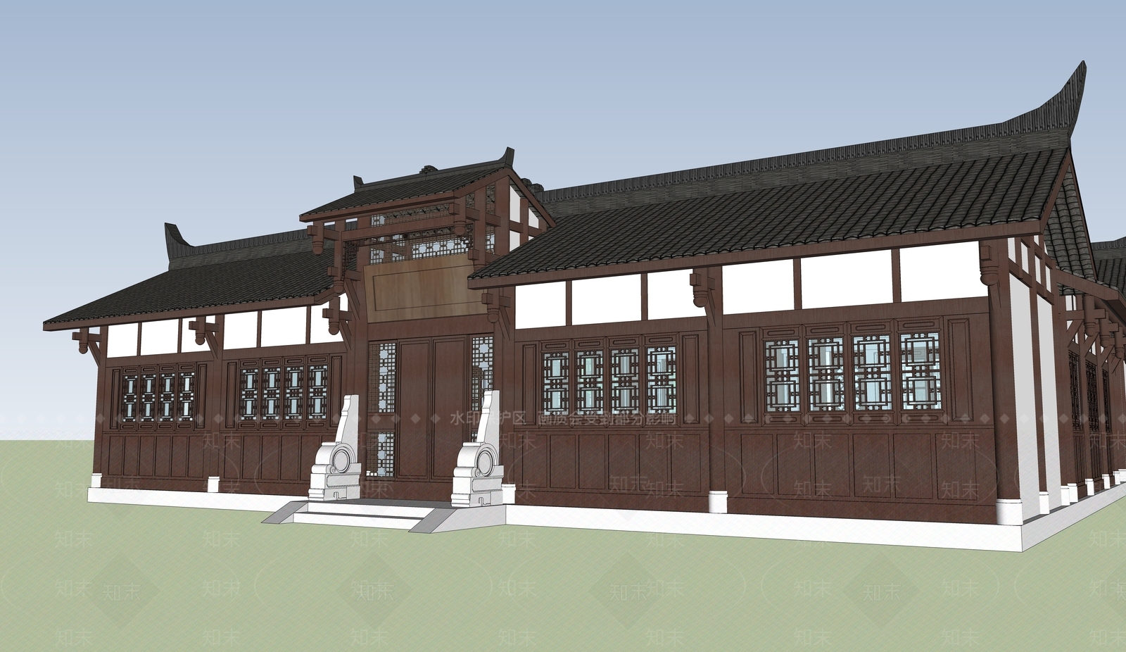 新中式中式四合院SU模型下载【ID:1188146715】
