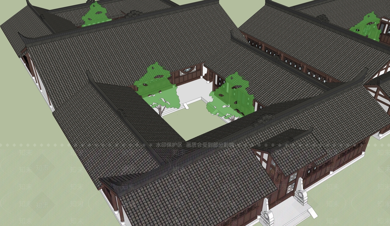 新中式中式四合院SU模型下载【ID:1188146715】