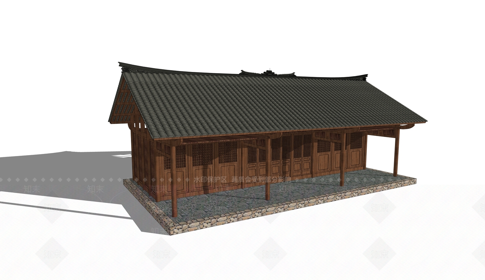 中式古建筑SU模型下载【ID:1188146957】