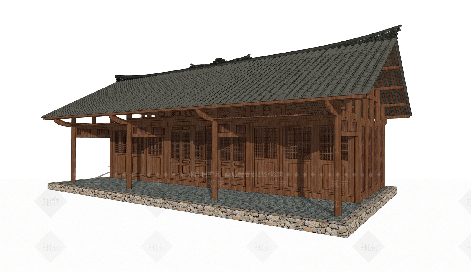 中式古建筑SU模型下载【ID:1188146957】