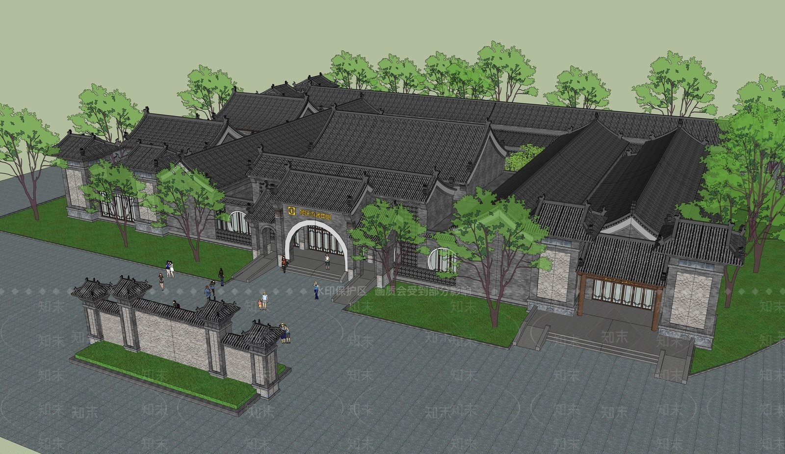 中式古建筑SU模型下载【ID:1188147347】