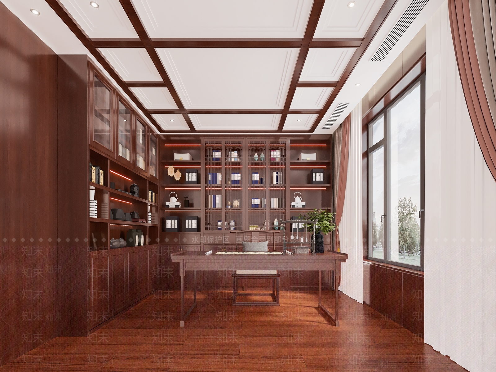 中式新中式茶室3D模型下载【ID:1188147692】