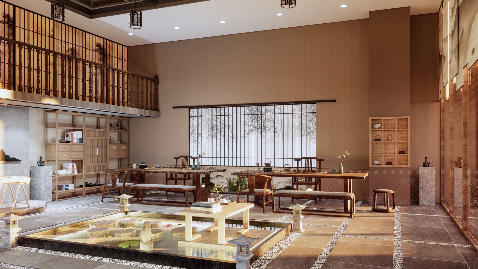 新中式茶餐厅SU模型下载【ID:1188149508】