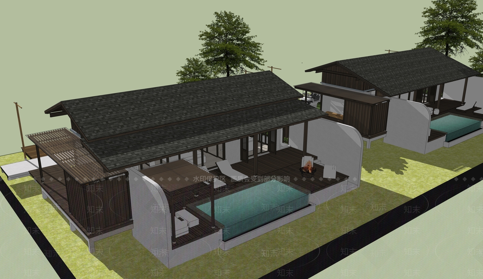 新中式驿站SU模型下载【ID:1188148569】