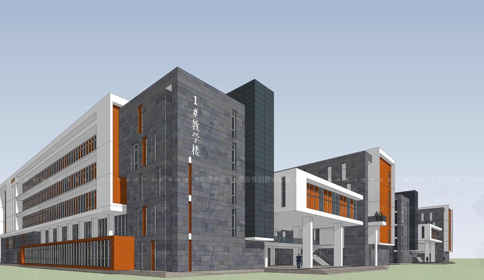 现代学校建筑SU模型下载【ID:1188149002】