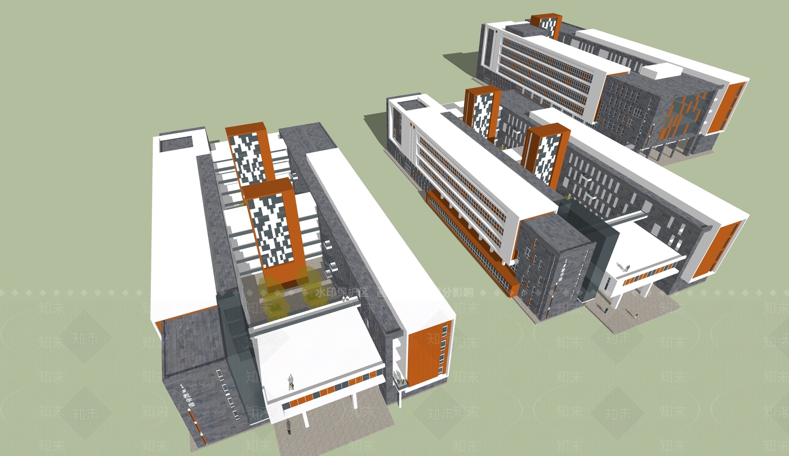 现代学校建筑SU模型下载【ID:1188149002】