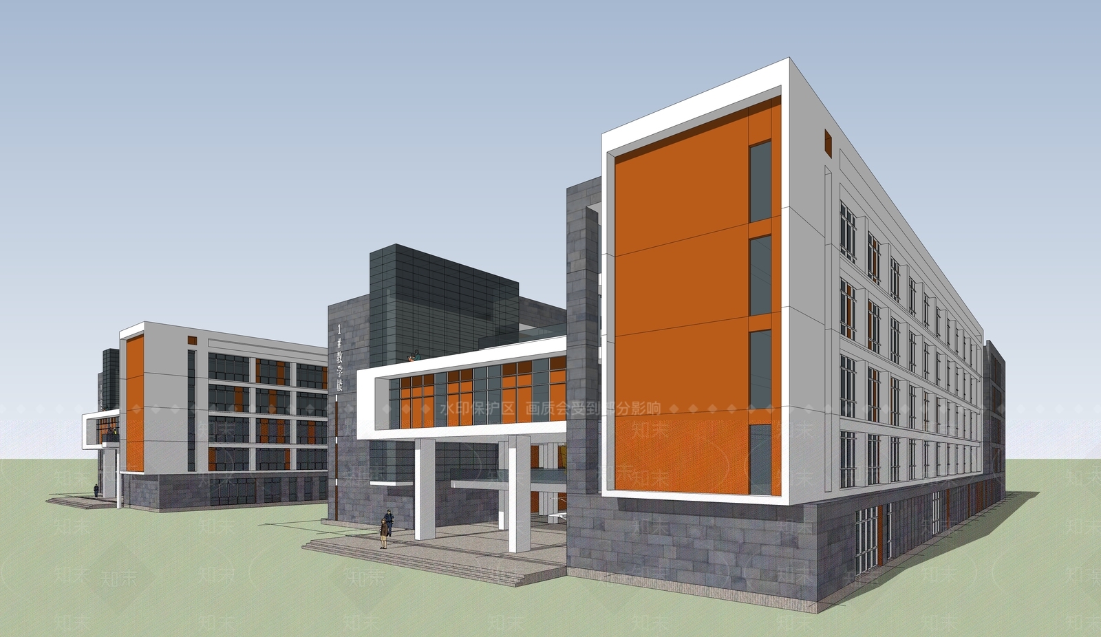 现代学校建筑SU模型下载【ID:1188149002】