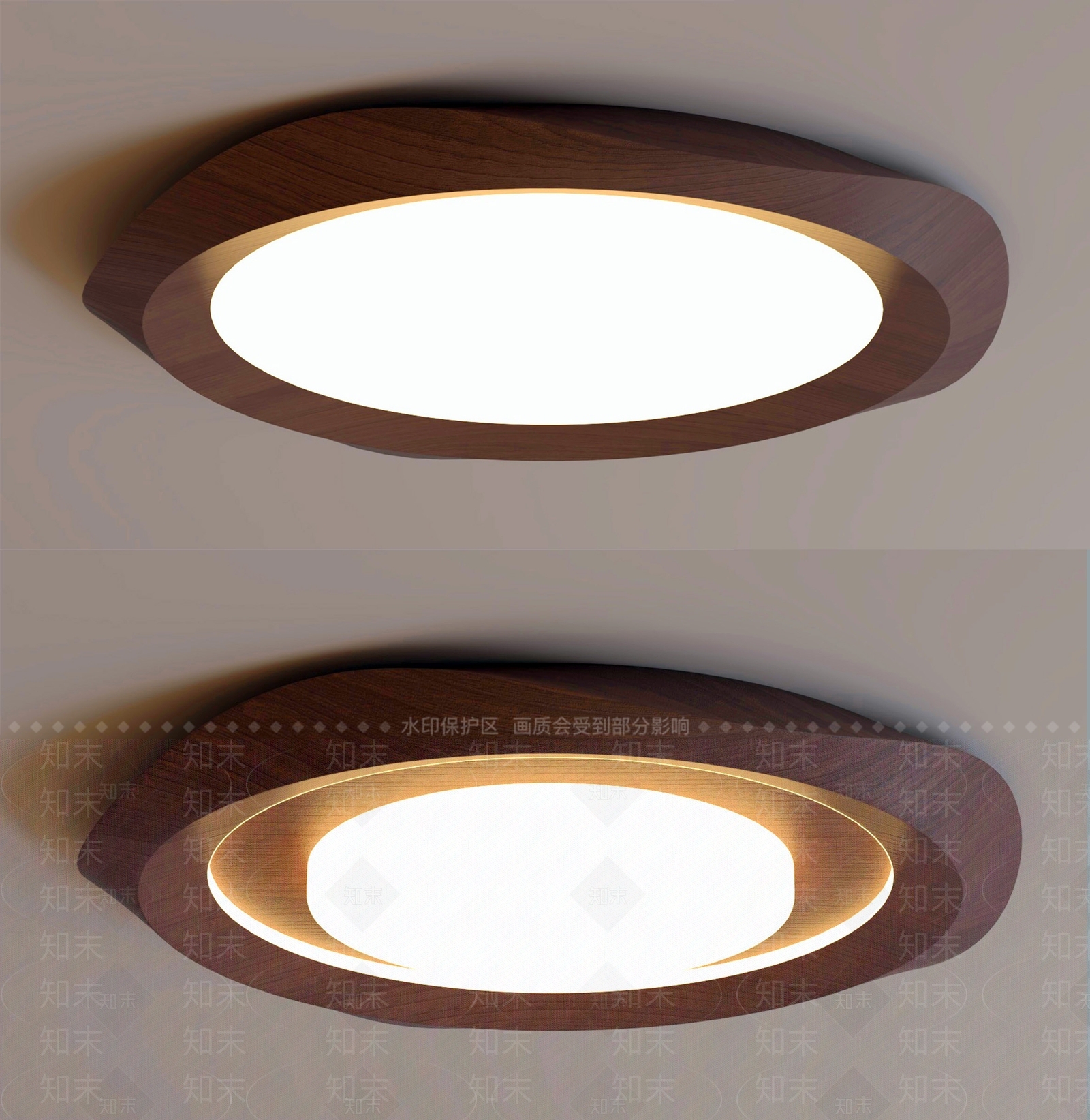 中古原木吸顶灯SU模型下载【ID:1188151830】