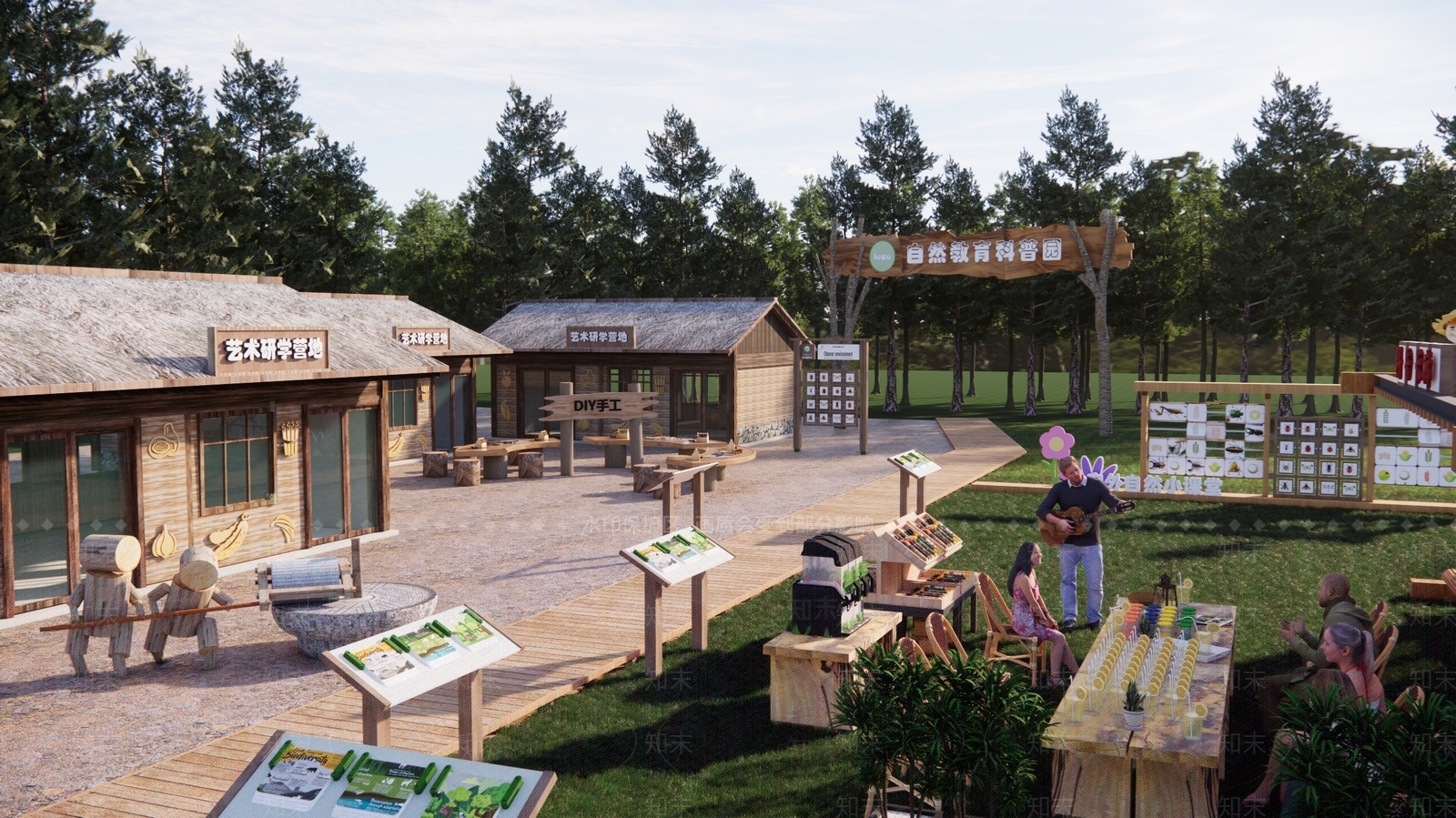 新中式森林研学营地3D模型下载【ID:1188155377】