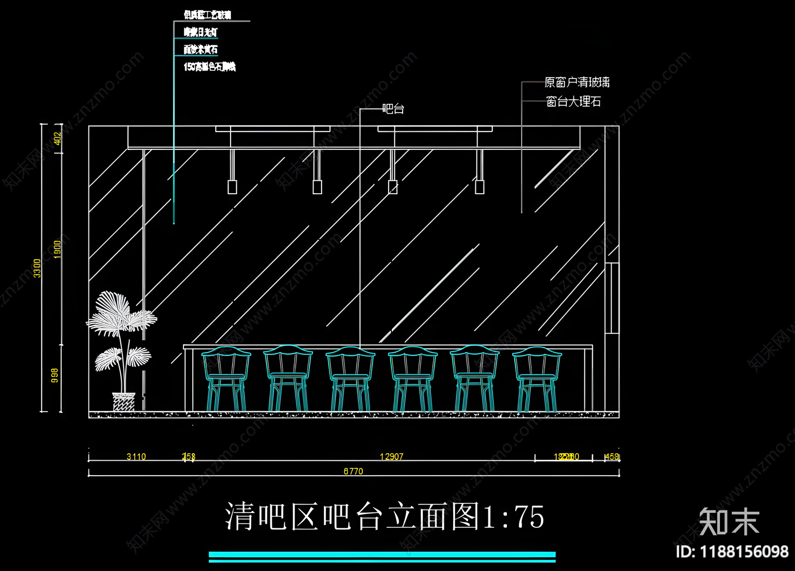 现代酒吧cad施工图下载【ID:1188156098】