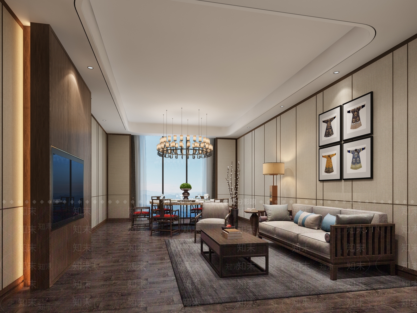 新中式中式包厢3D模型下载【ID:1188157984】