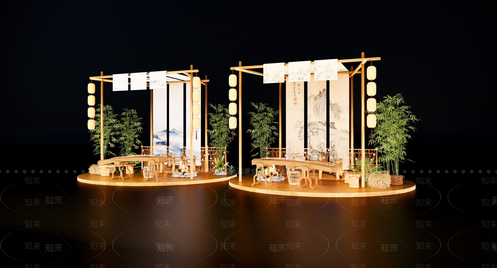 新中式美陈3D模型下载【ID:1188160536】