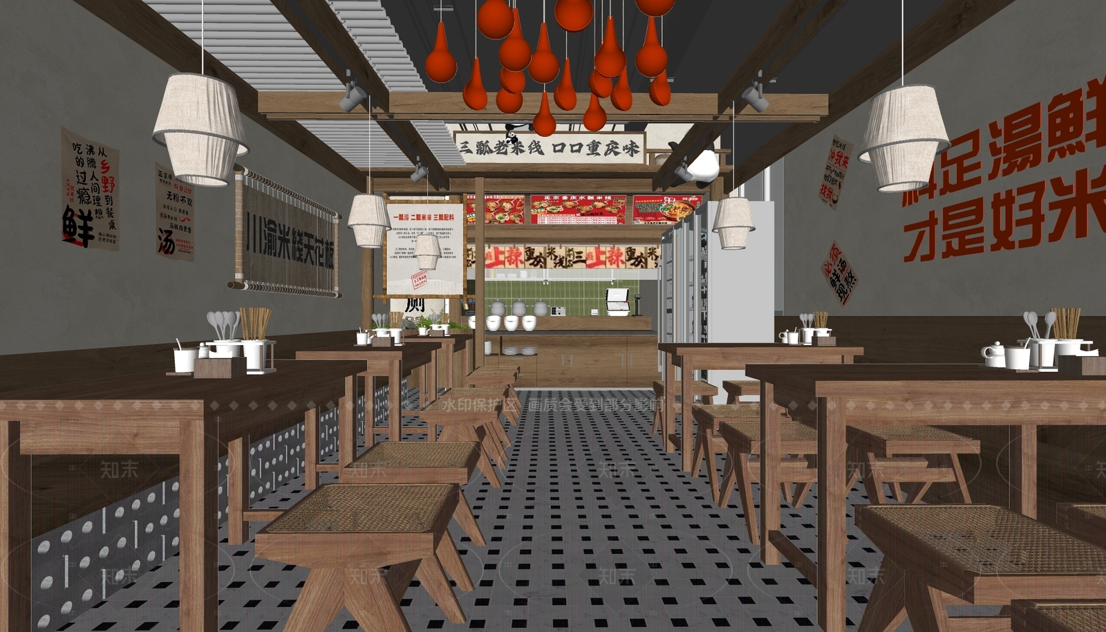 现代中古快餐店SU模型下载【ID:1188162968】